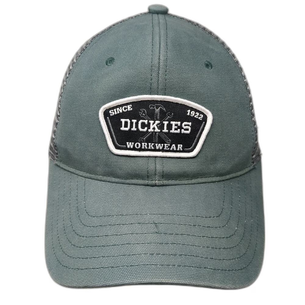 Dickies Trucker Hat Green One Size Mesh Snapback Workwear Logo Patch Gray Black
